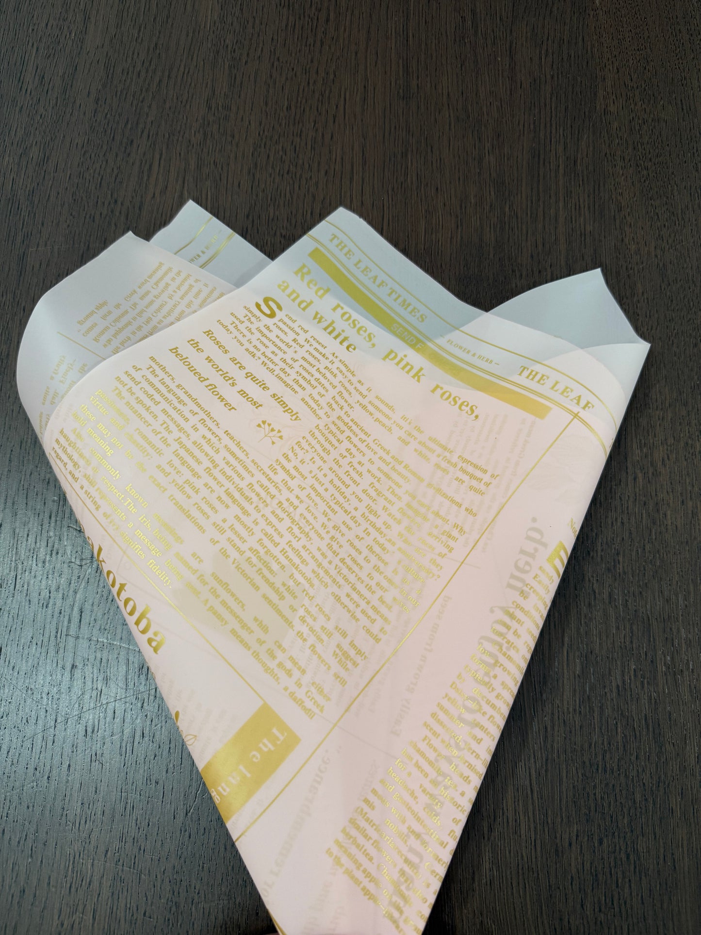Pink Semi-Transparent Newspaper Style Wrapping Paper