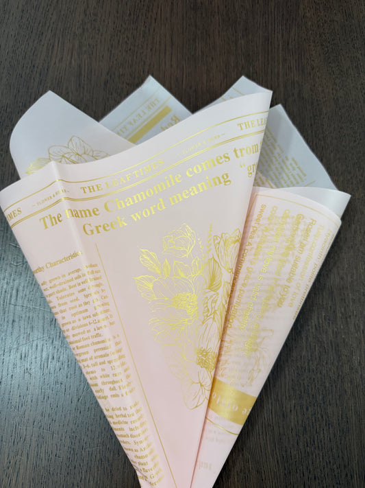 Pink Semi-Transparent Newspaper Style Wrapping Paper