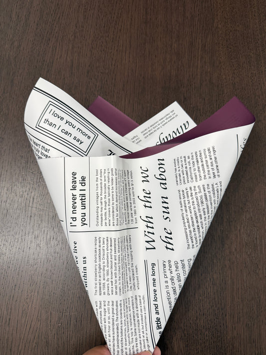 Burgundy Newspaper Style Wrapping Paper