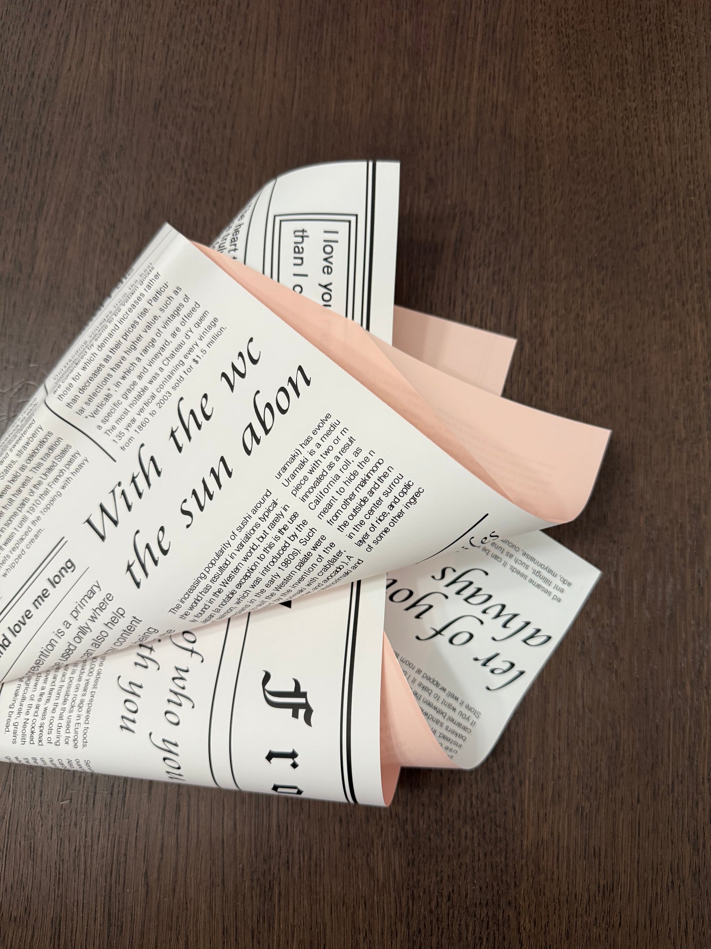 Pink Newspaper Style Wrapping Paper