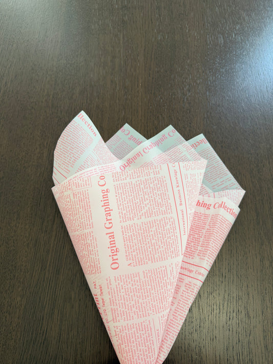 Sheer White/Pink Newspaper Print