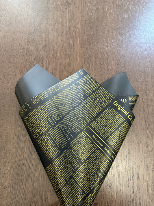 Sheer Black/Gold Newspaper Print