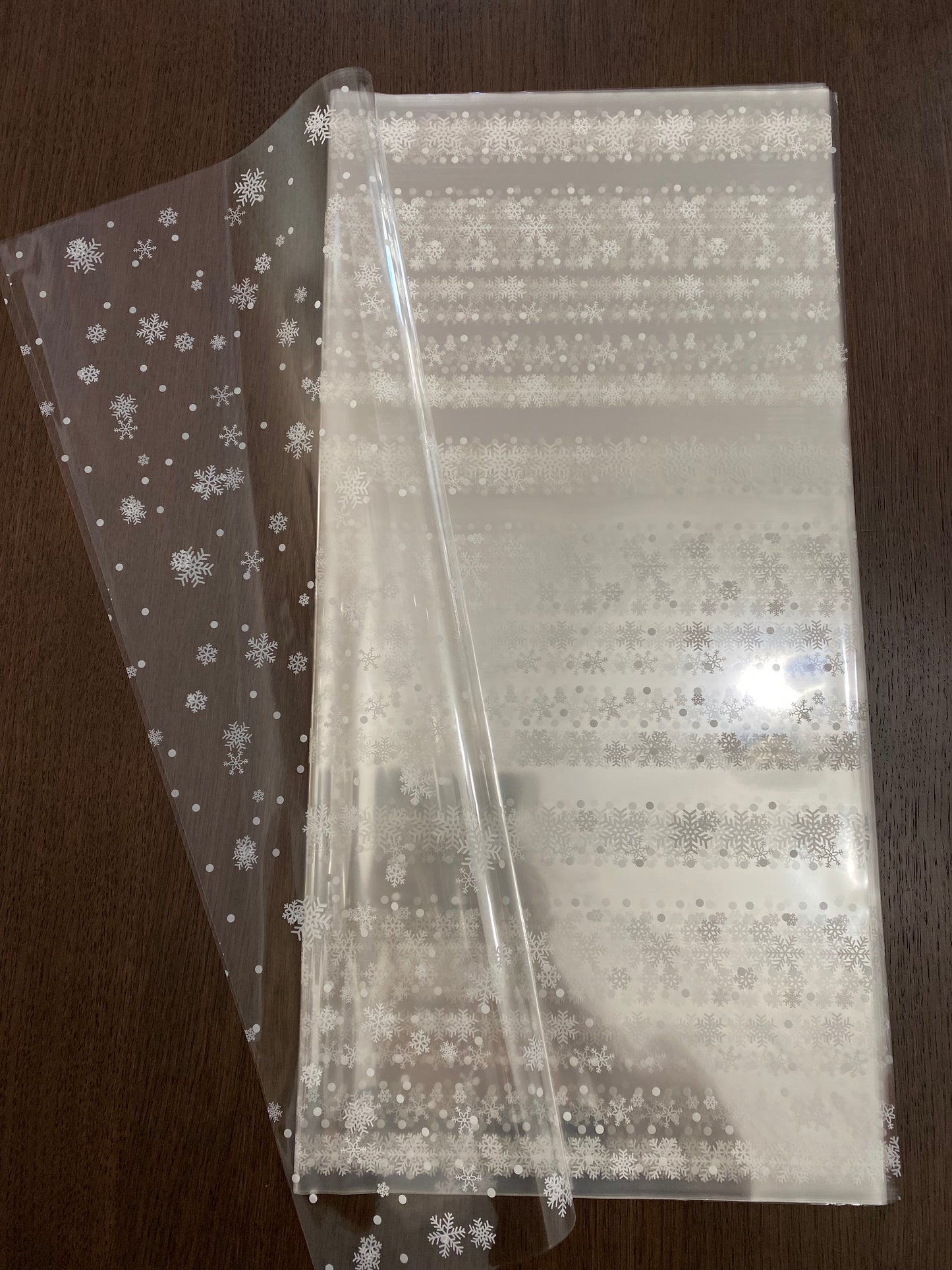 White Snowflakes Clear Wrapping Paper