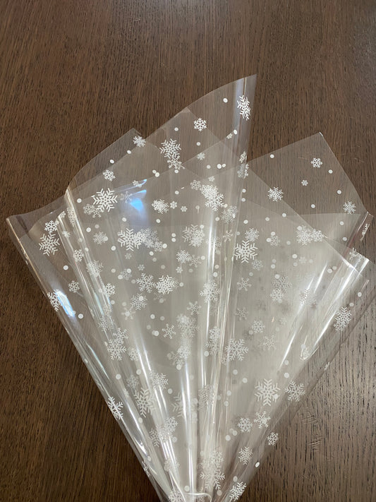 White Snowflakes Clear Wrapping Paper