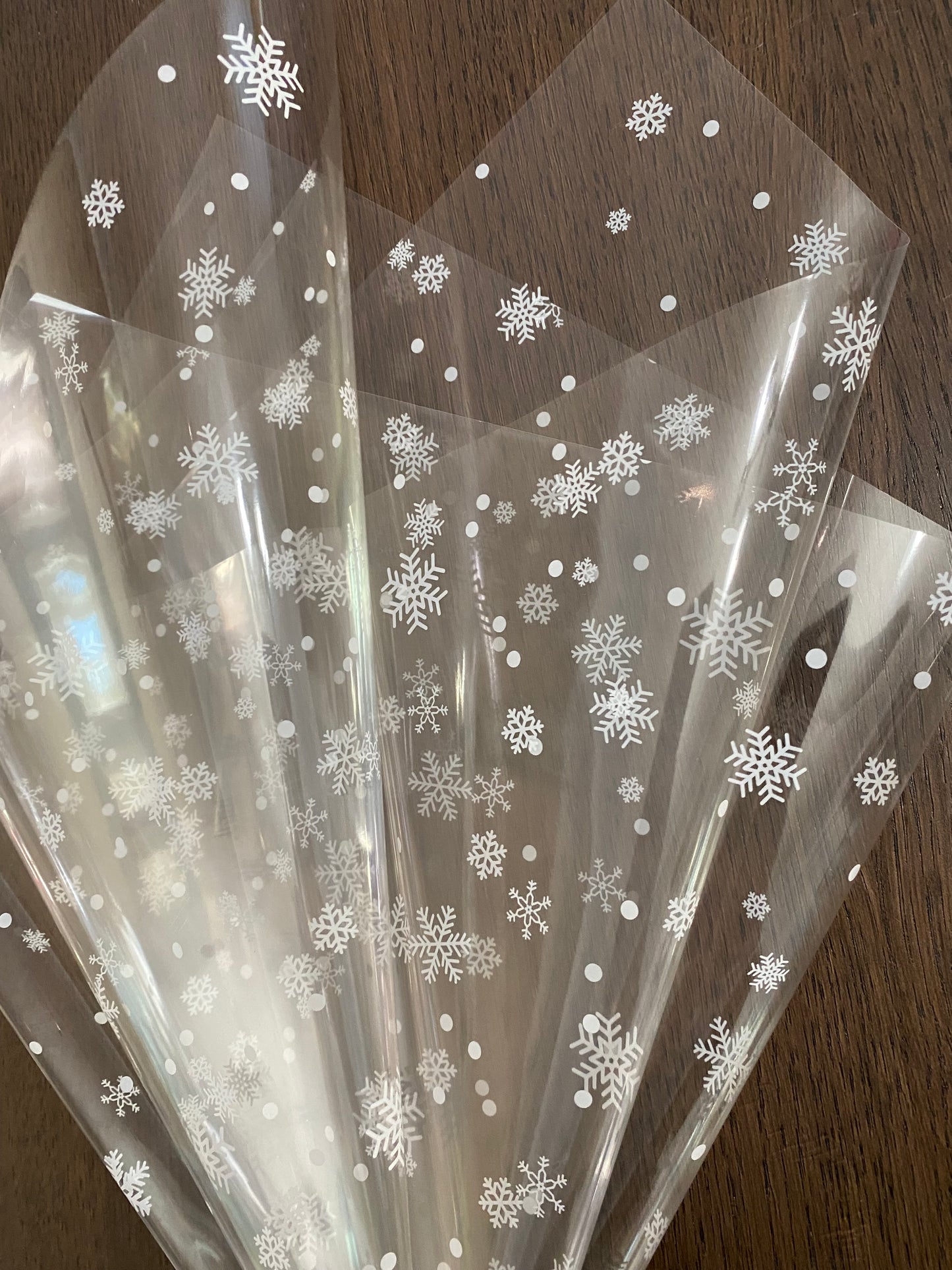 White Snowflakes Clear Wrapping Paper