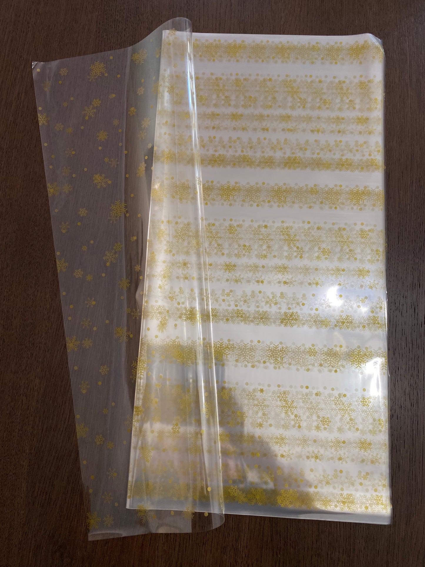 Gold Snowflakes Clear Wrapping Paper