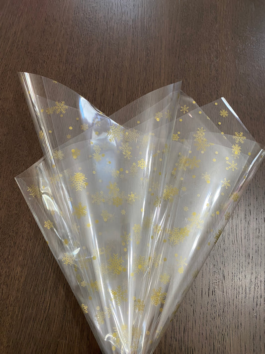 Gold Snowflakes Clear Wrapping Paper