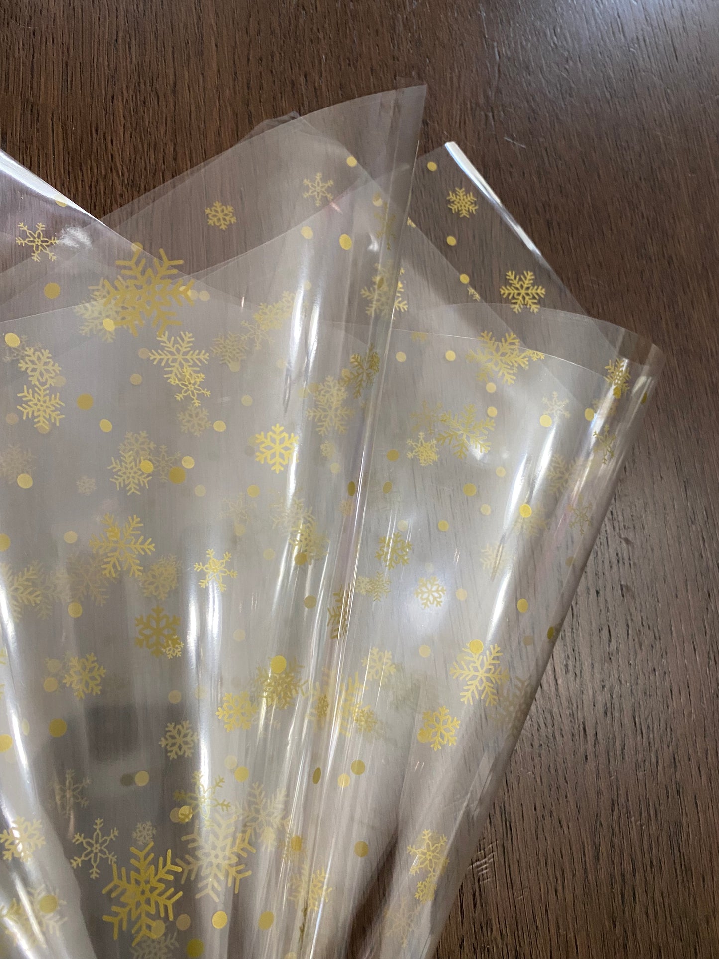 Gold Snowflakes Clear Wrapping Paper