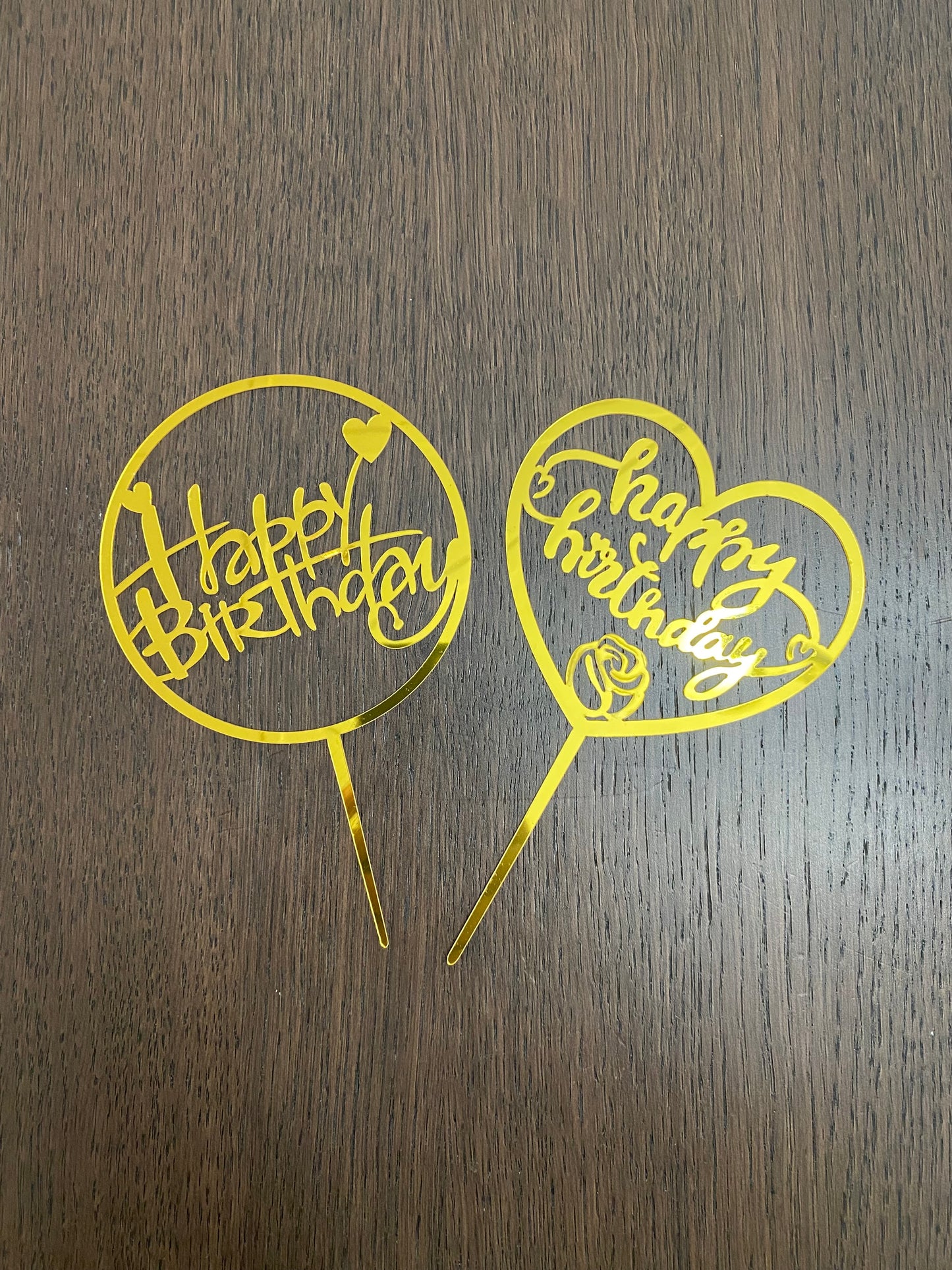 Gold Round Happy Birthday Topper