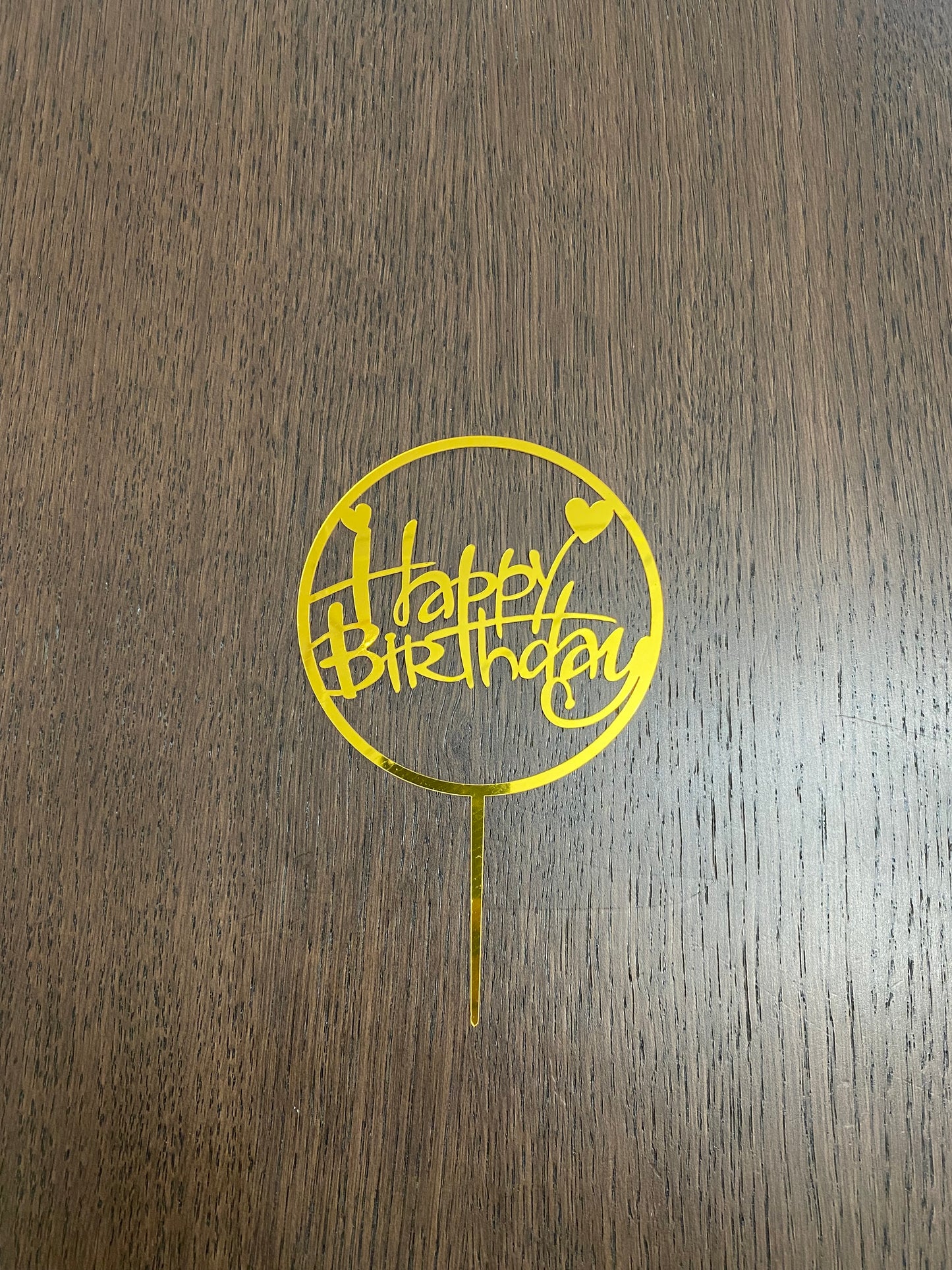 Gold Round Happy Birthday Topper