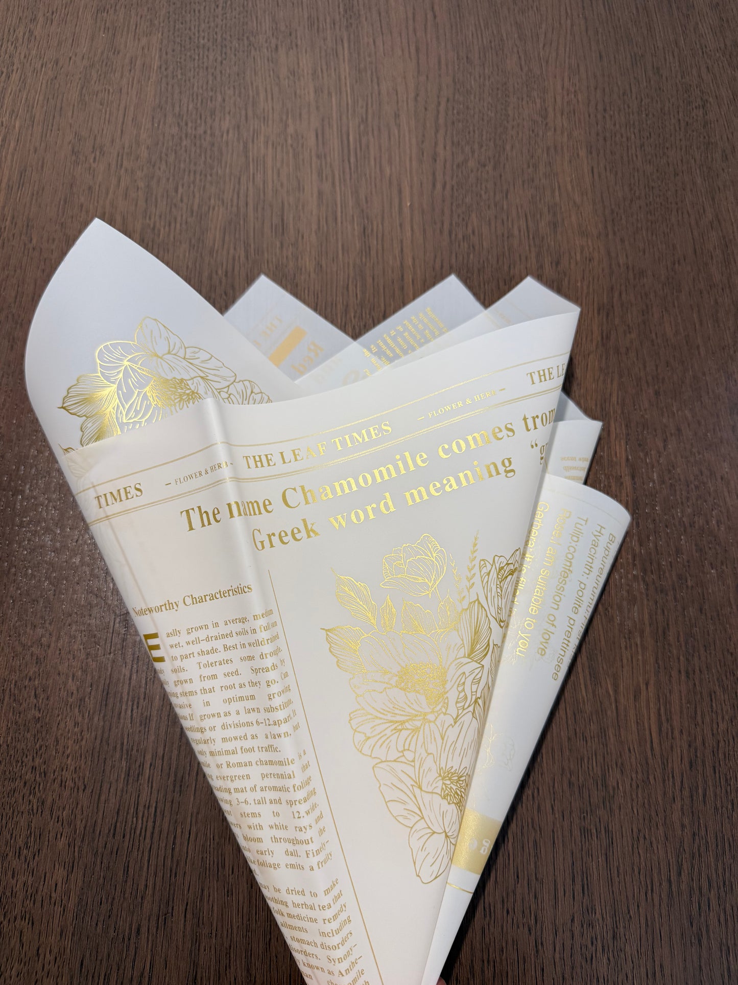 White/Gold Semi Transparent Newspaper Style Wrapping Paper