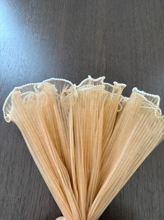 Light Brown Mesh With Pearls