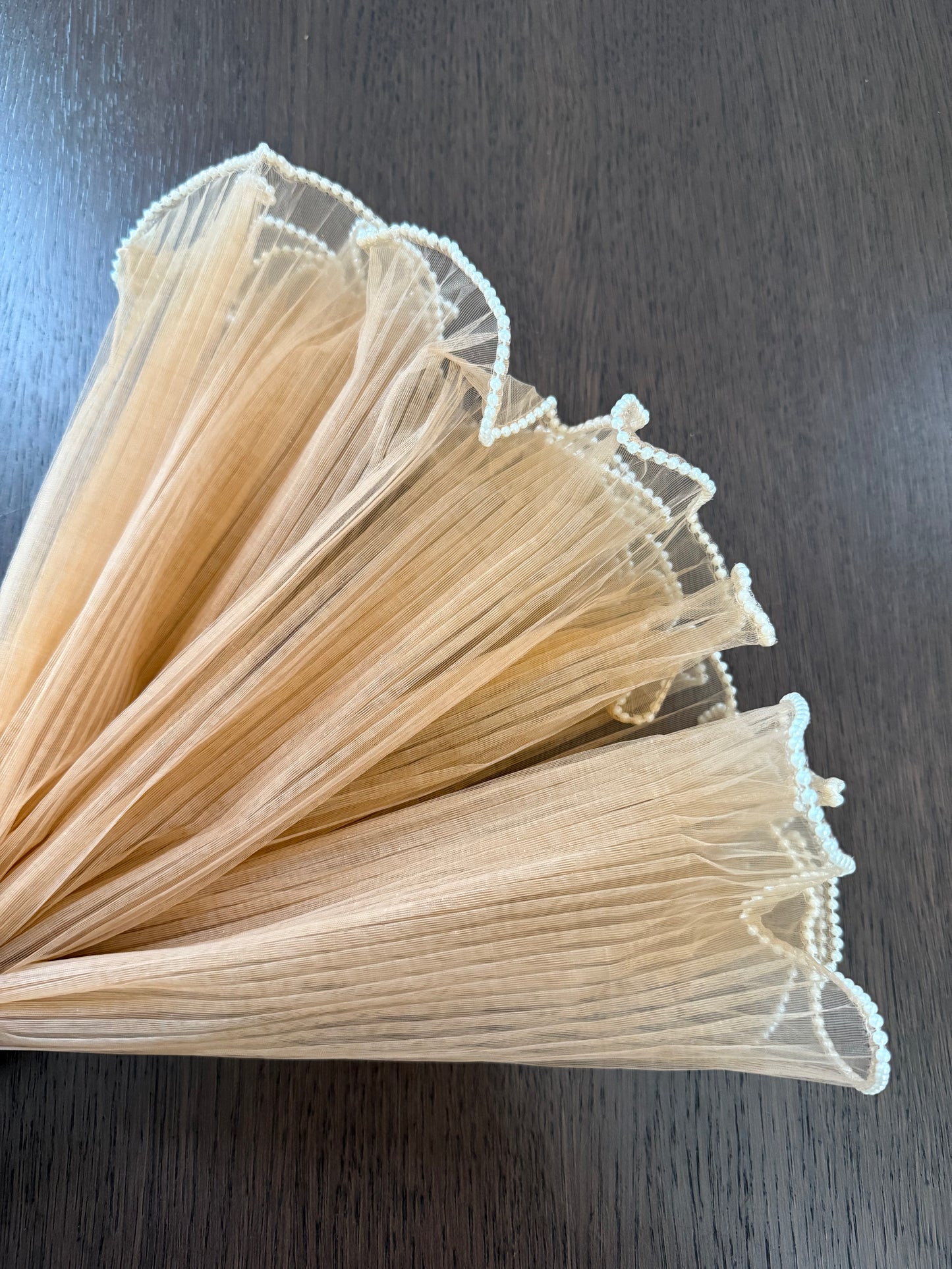 Light Brown Mesh With Pearls