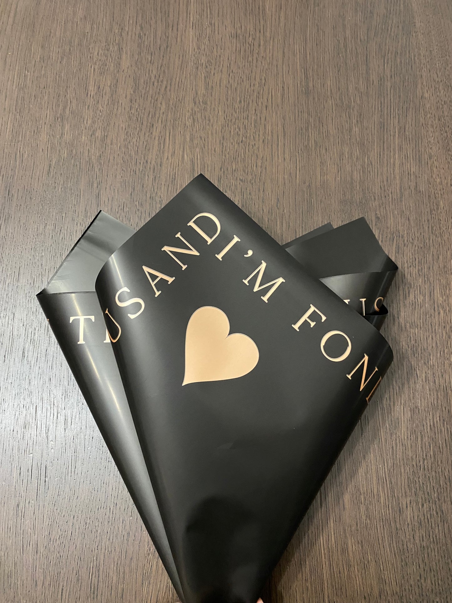 Black "I'm Fond Of You" Heart Wrapping Paper