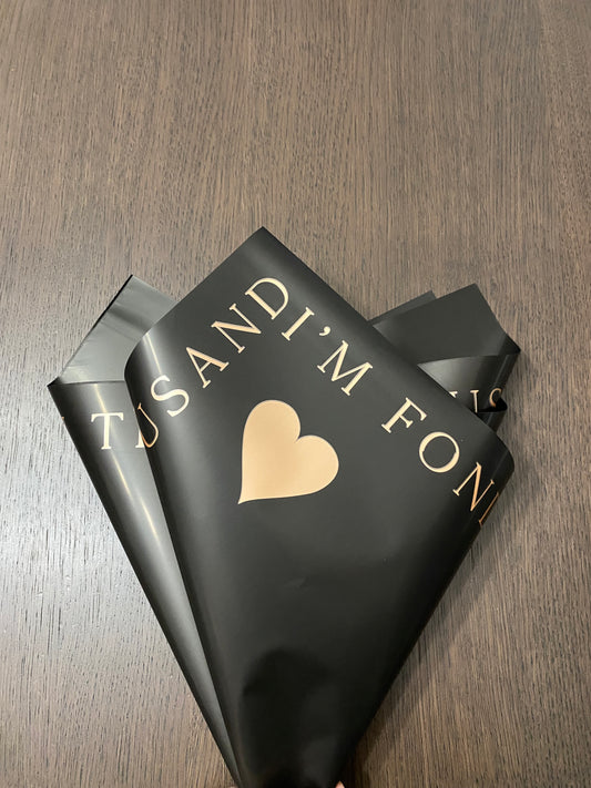Black "I'm Fond Of You" Heart Wrapping Paper