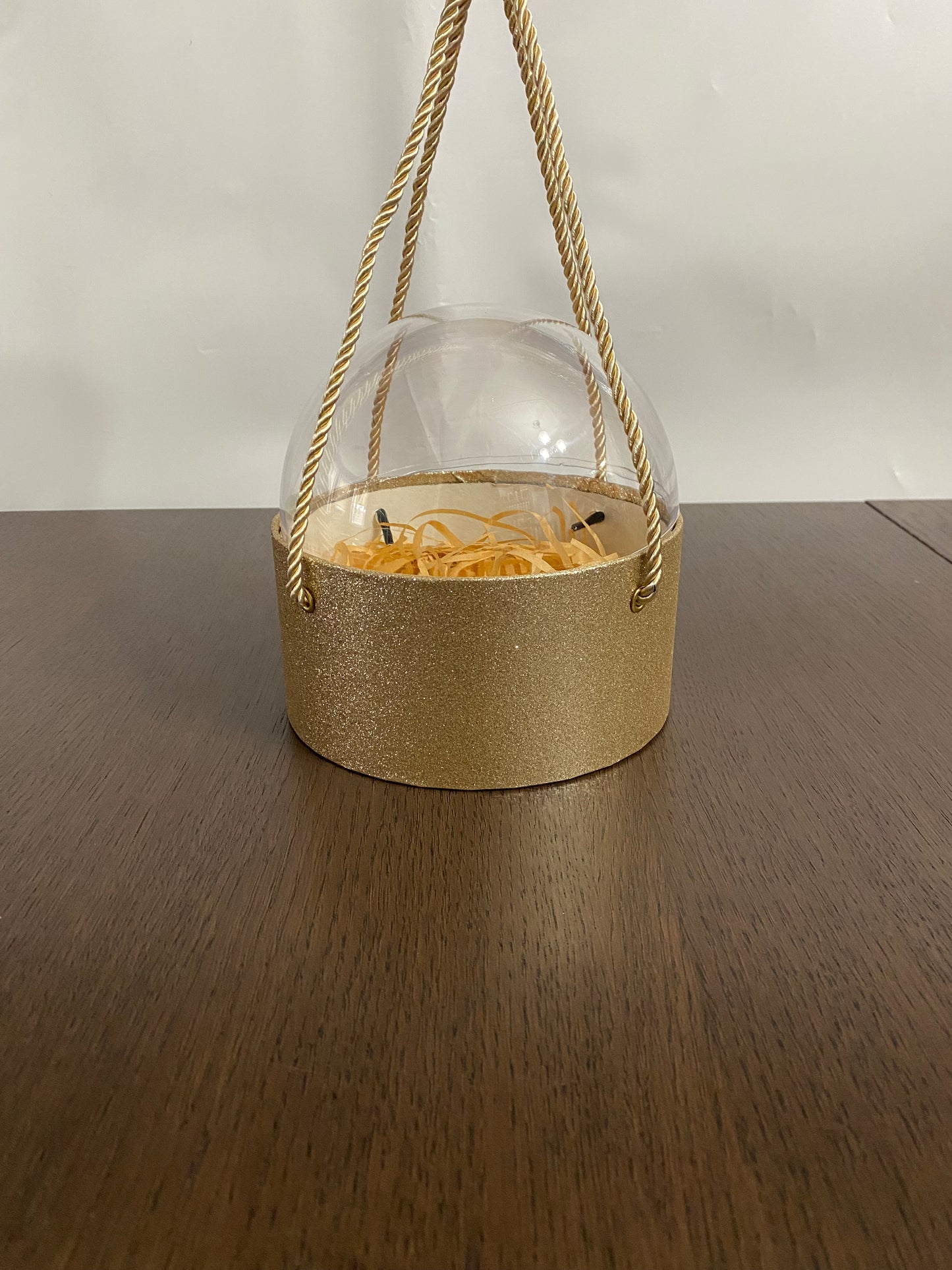 Gold Glitter Flower Box with Acrylic Clear Dome