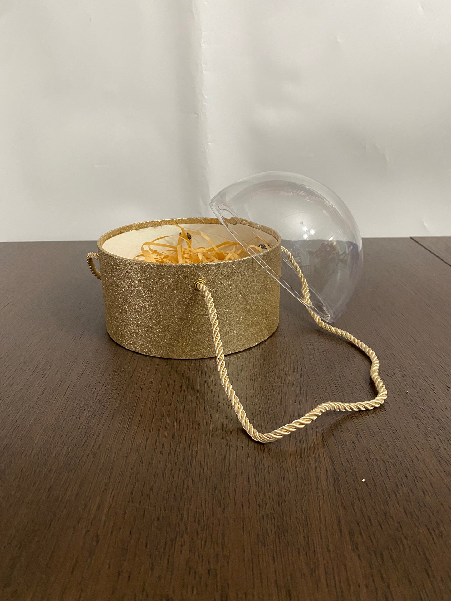 Gold Glitter Flower Box with Acrylic Clear Dome