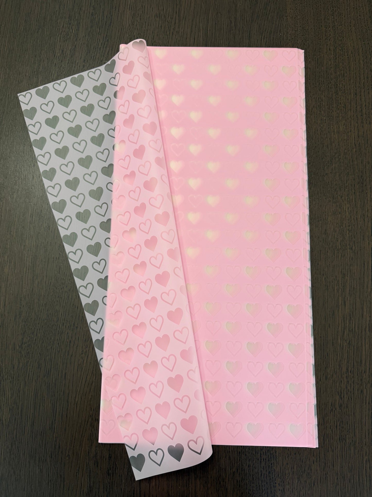 P.NGZ-XAX  - Frosted Pink Heart Print Wrapping Paper-