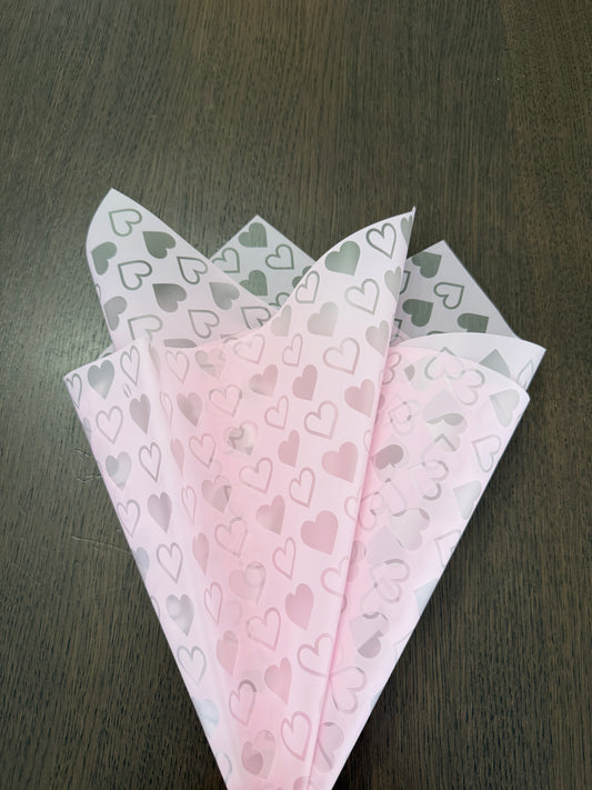 P.NGZ-XAX  - Frosted Pink Heart Print Wrapping Paper-