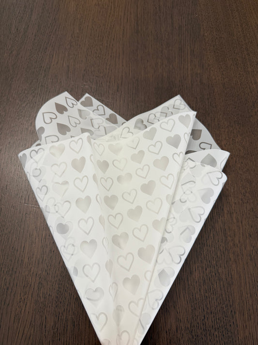 P.NGZ-XAX  - Frosted White Heart Print Wrapping Paper-