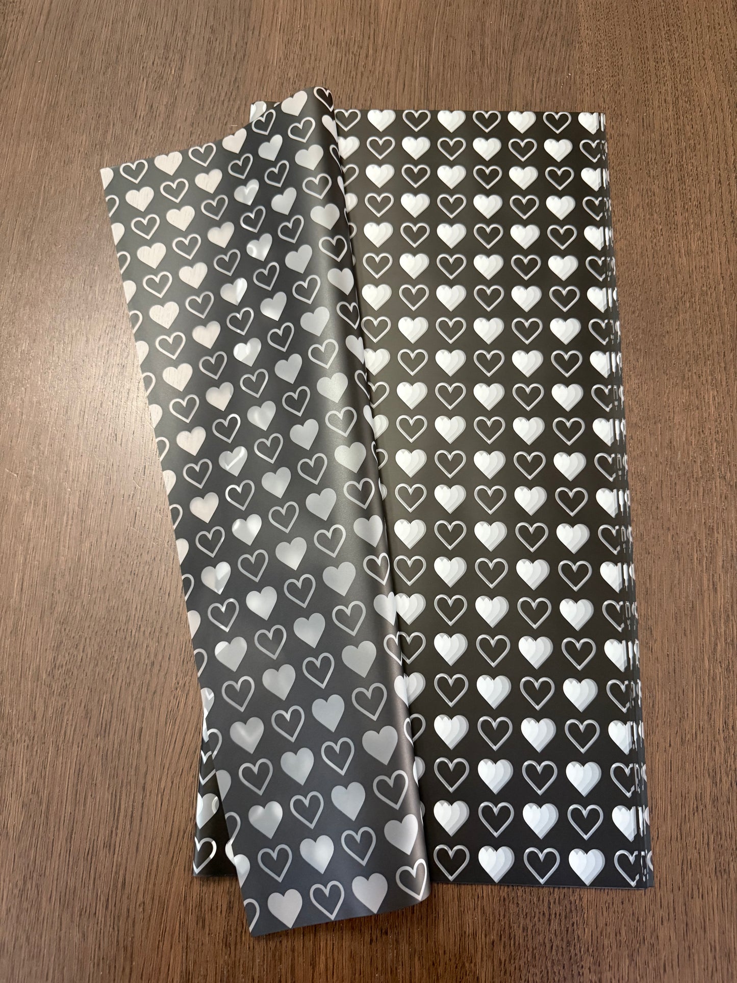 P.NGZ-XAX  - Black Semi Transparent  Heart Print Wrapping Paper-