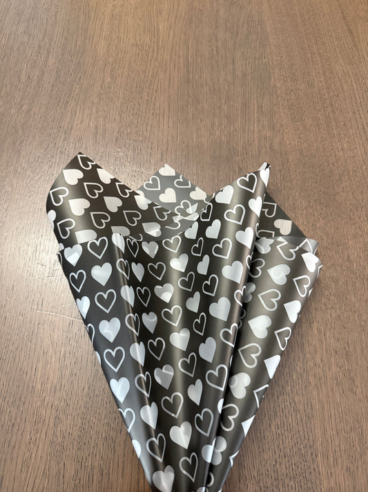 P.NGZ-XAX  - Black Semi Transparent  Heart Print Wrapping Paper-