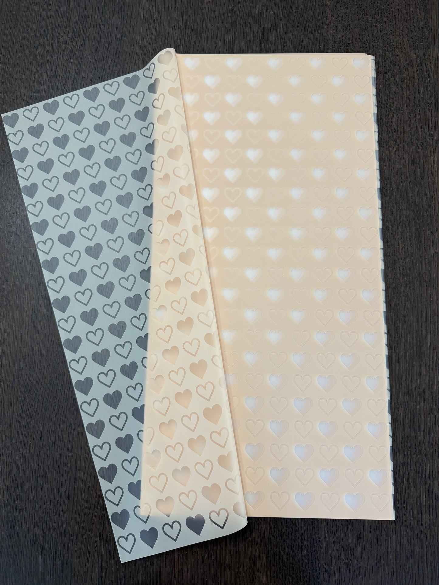 P.NGZ-XAX  - Beige Semi Transparent Heart Print Wrapping Paper-