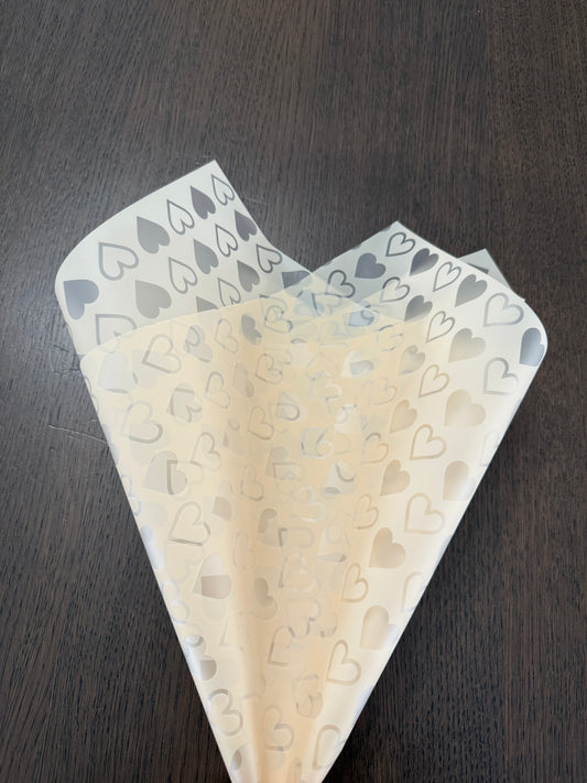 P.NGZ-XAX  - Beige Semi Transparent Heart Print Wrapping Paper-