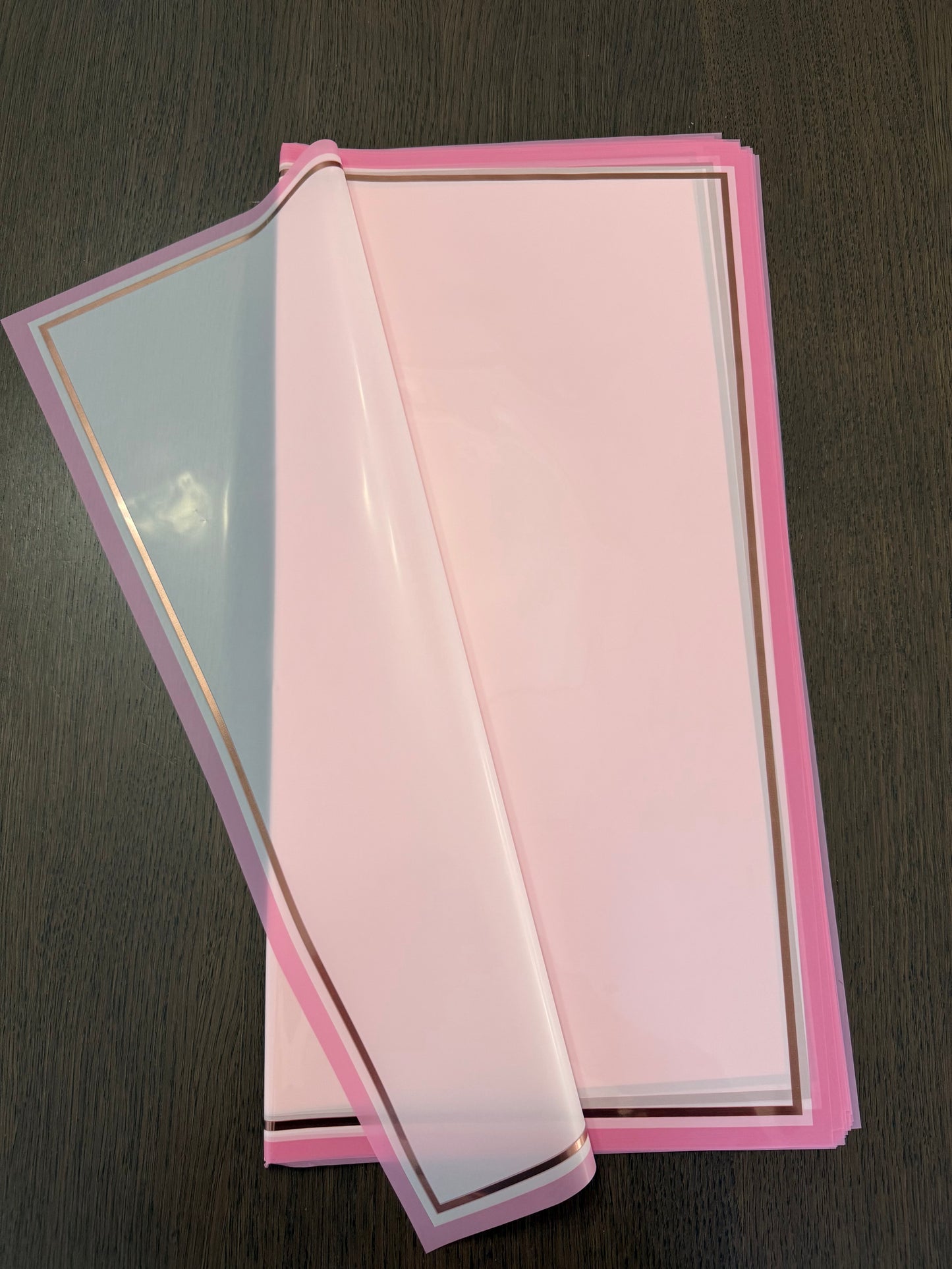 P.SJZCMGJ- Frosted  Light Pink /Rose Gold Border Wrapping Paper-