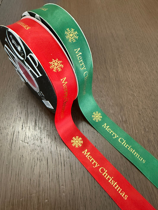 R.TJLWD025  -Green Merry  Christmas Ribbon-