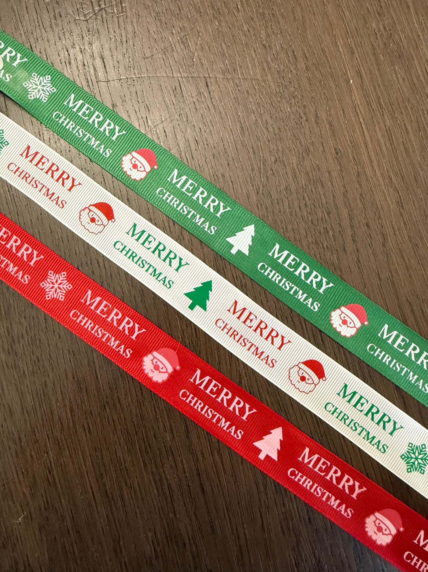 -RED- Merry Christmas Printed Polyester Ribbon