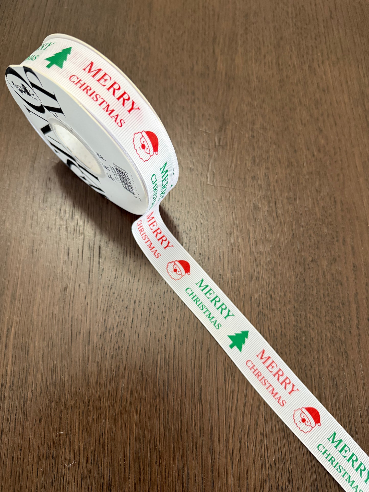 -RED- Merry Christmas Printed Polyester Ribbon