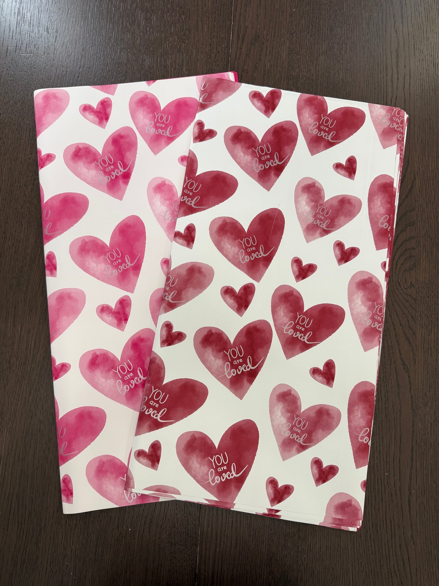 P.YJQX Wine Red Heart Printed Wrapping Paper