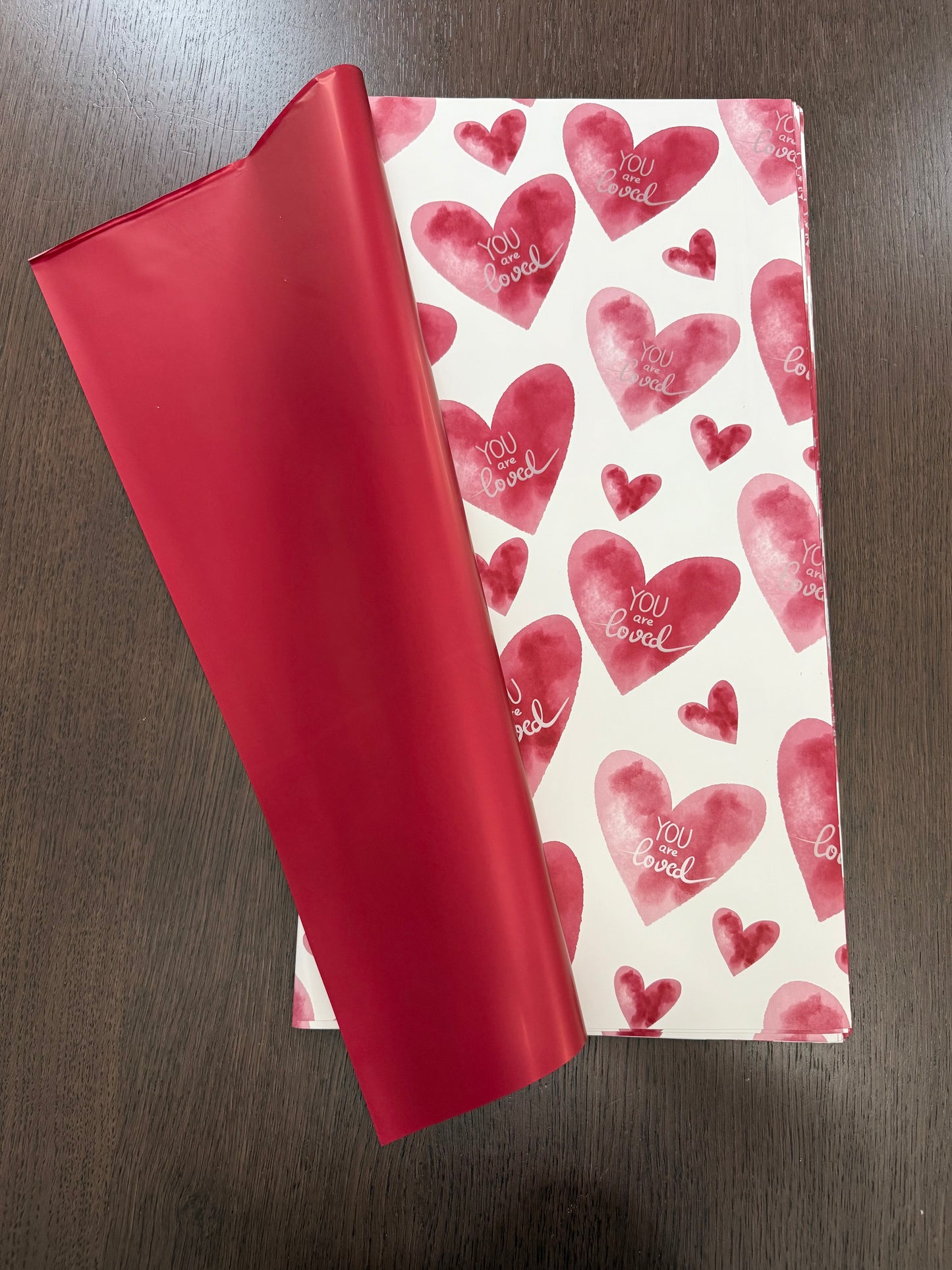 P.YJQX Wine Red Heart Printed Wrapping Paper