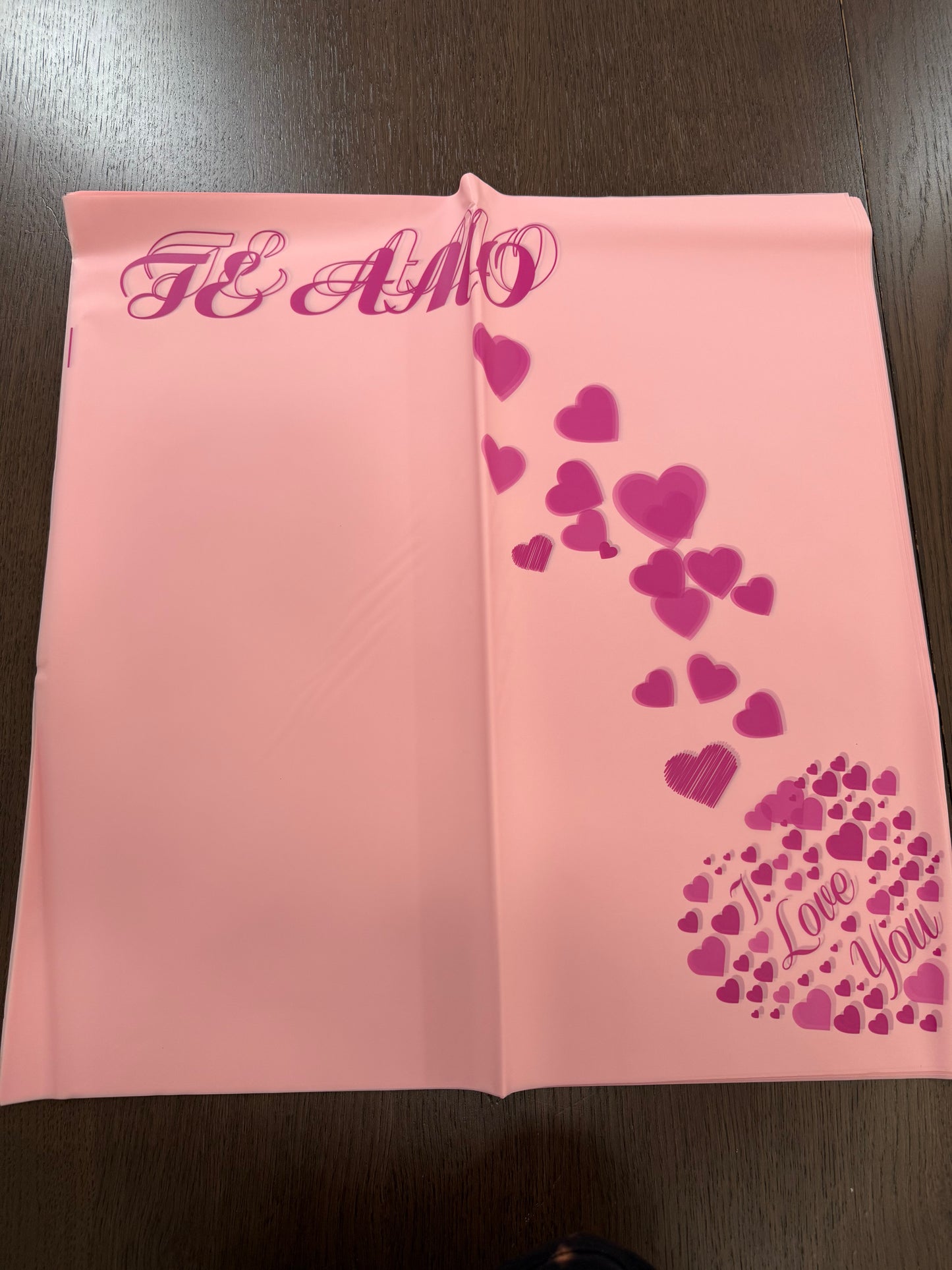 P.XY010 Pink Semi Transparent -Te Amo- Wrapping Paper