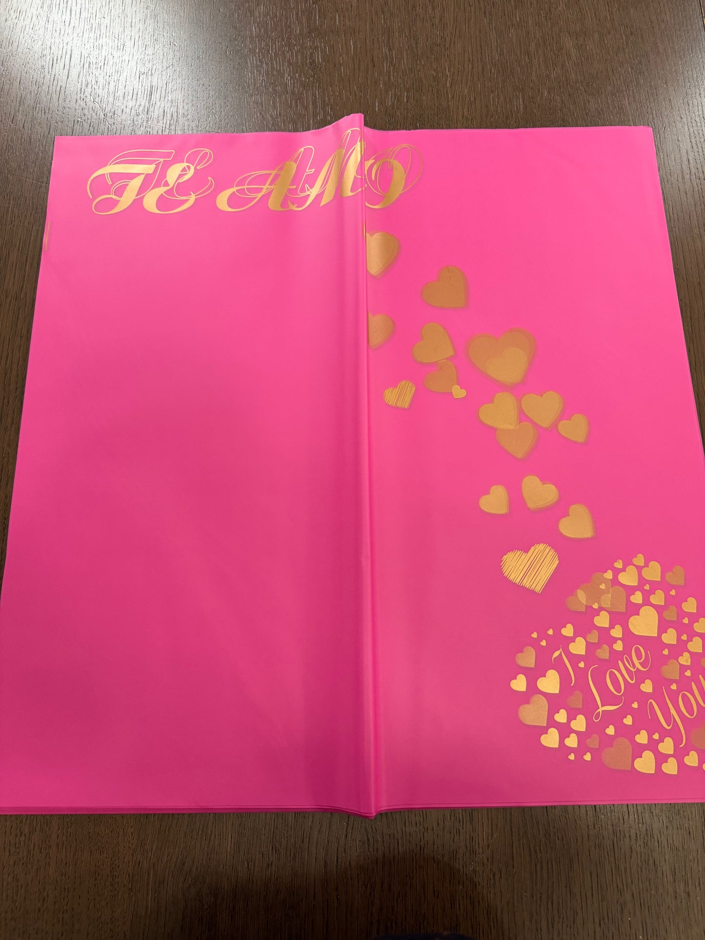 P.XY010 Fuchsia Semi Transparent -Te Amo- Wrapping Paper