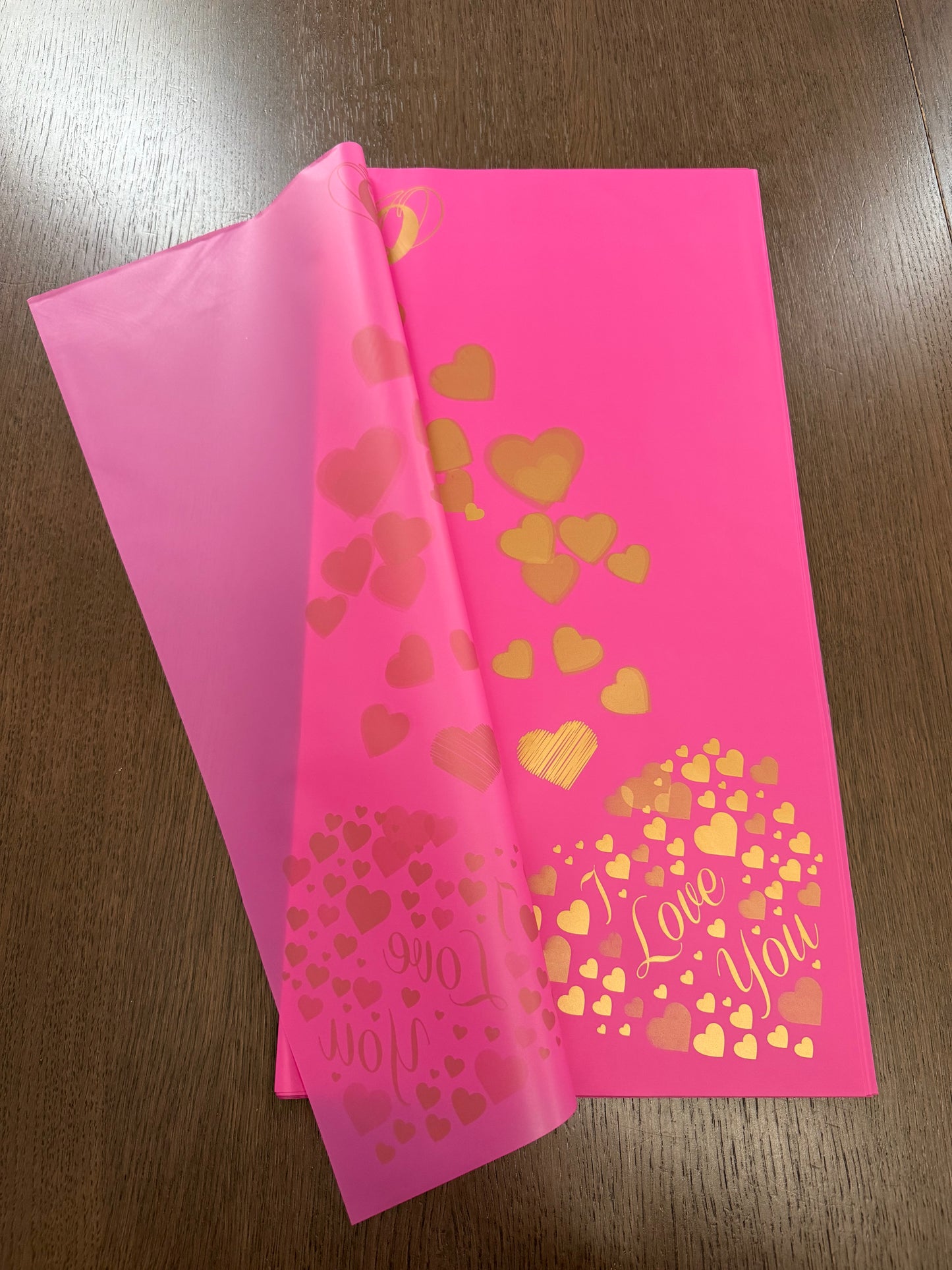 P.XY010 Fuchsia Semi Transparent -Te Amo- Wrapping Paper