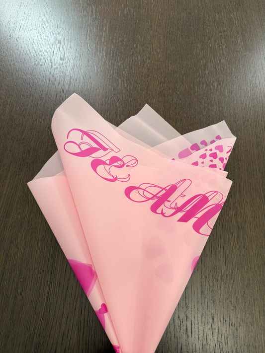 P.XY010 Pink Semi Transparent -Te Amo- Wrapping Paper