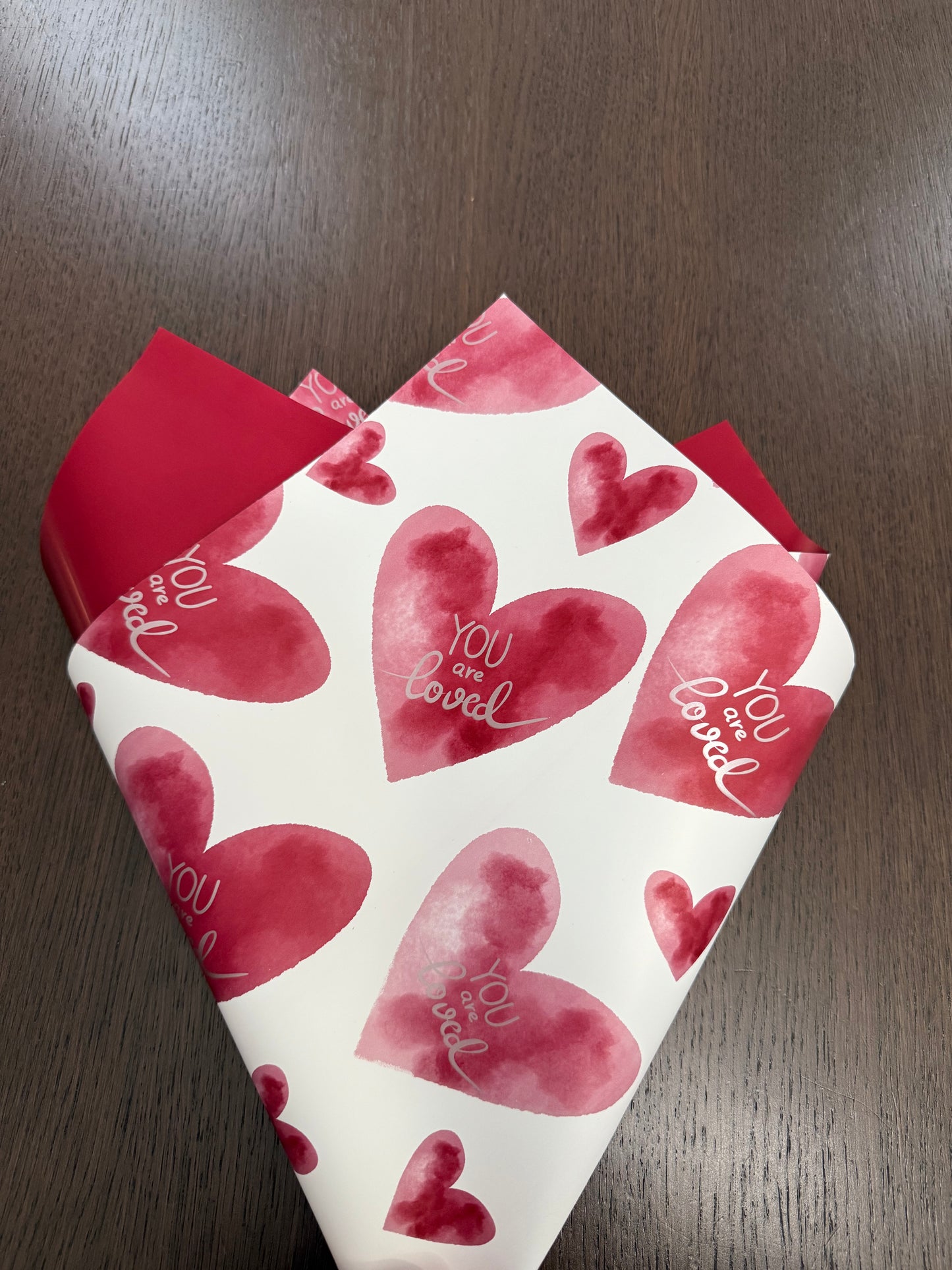 P.YJQX Wine Red Heart Printed Wrapping Paper