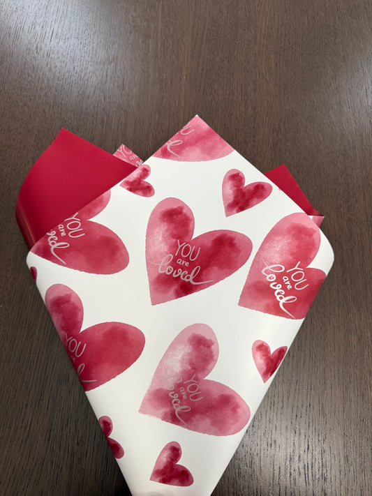 P.YJQX Wine Red Heart Printed Wrapping Paper
