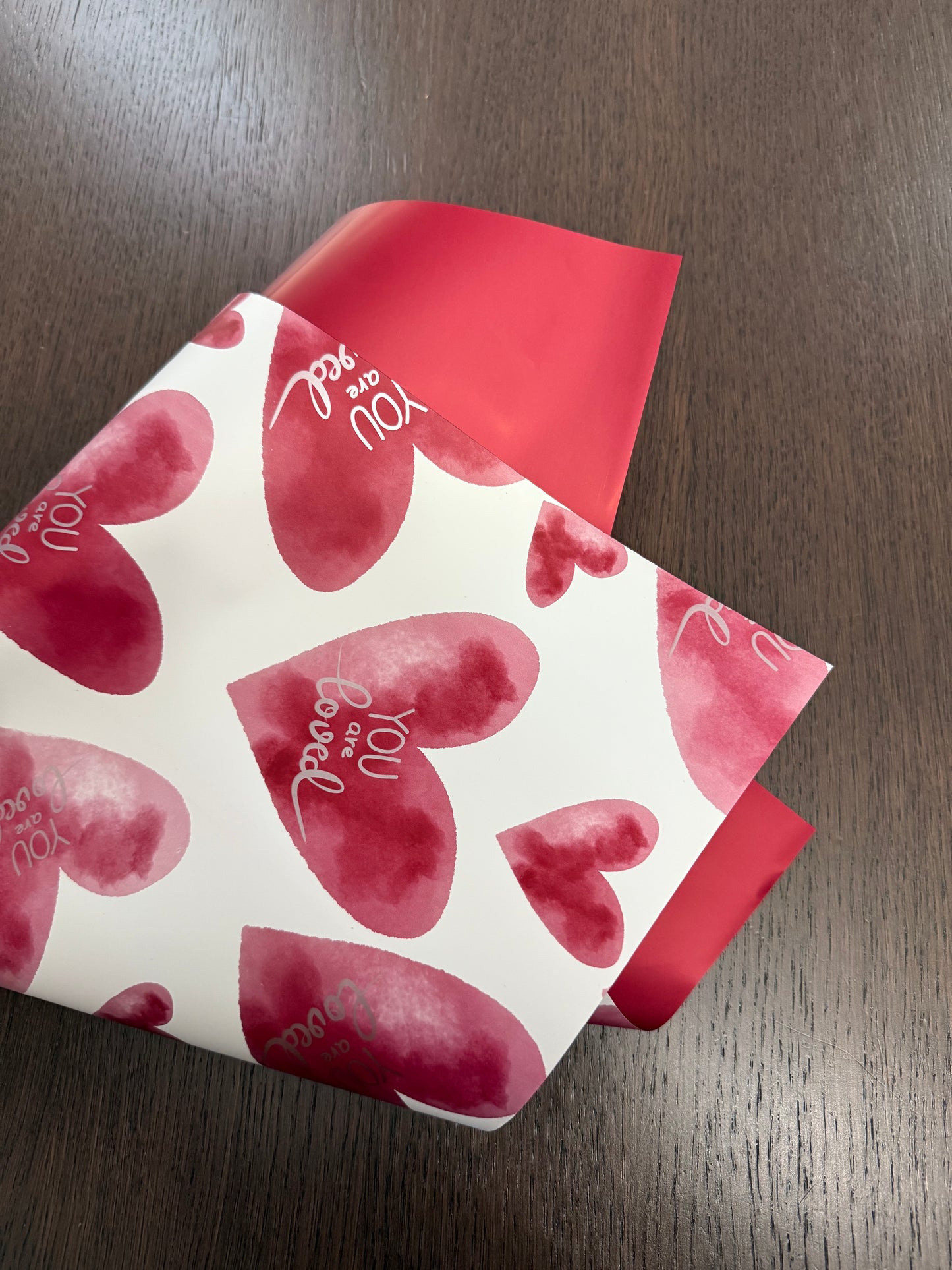 P.YJQX Wine Red Heart Printed Wrapping Paper