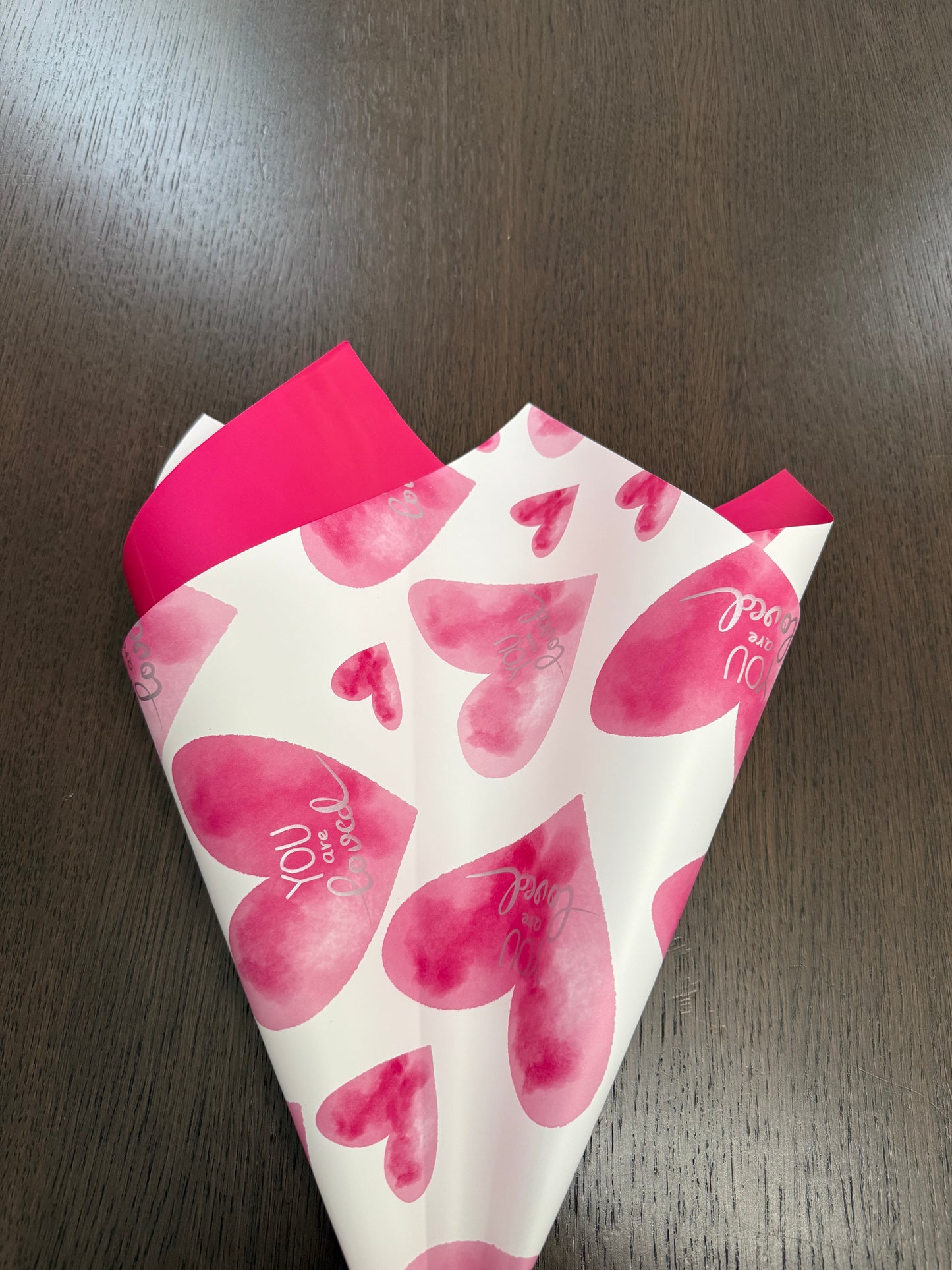 P.YJQX Hot Pink Heart Printed Wrapping Paper