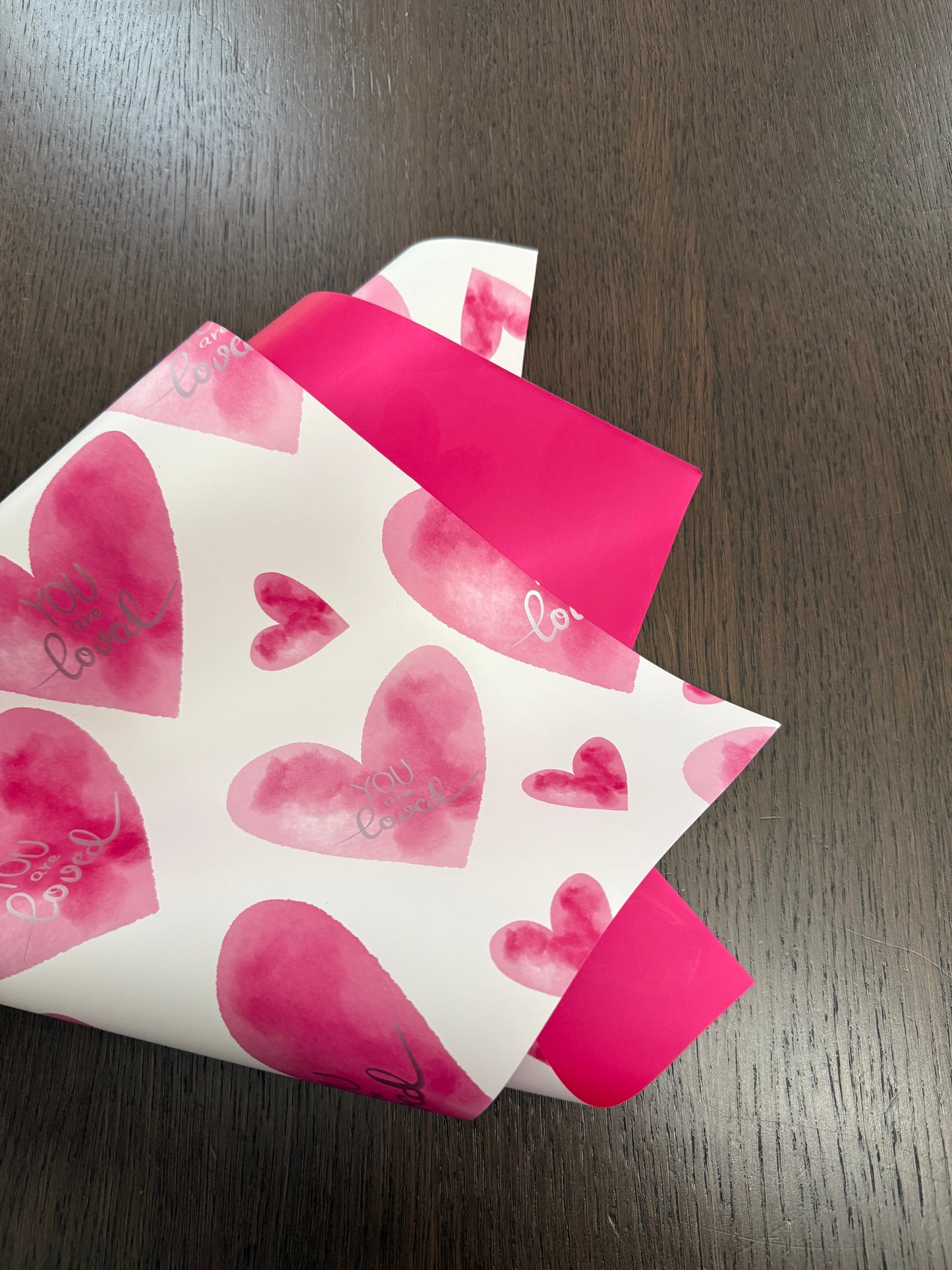 P.YJQX Hot Pink Heart Printed Wrapping Paper