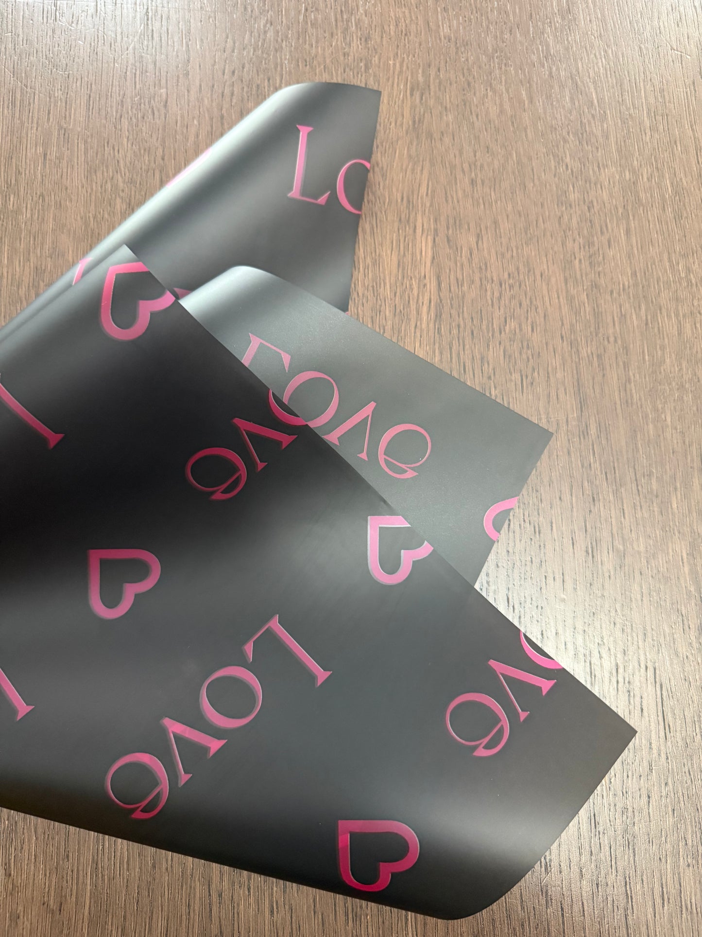 Black Semi Transparent -LOVE- Wrapping Paper