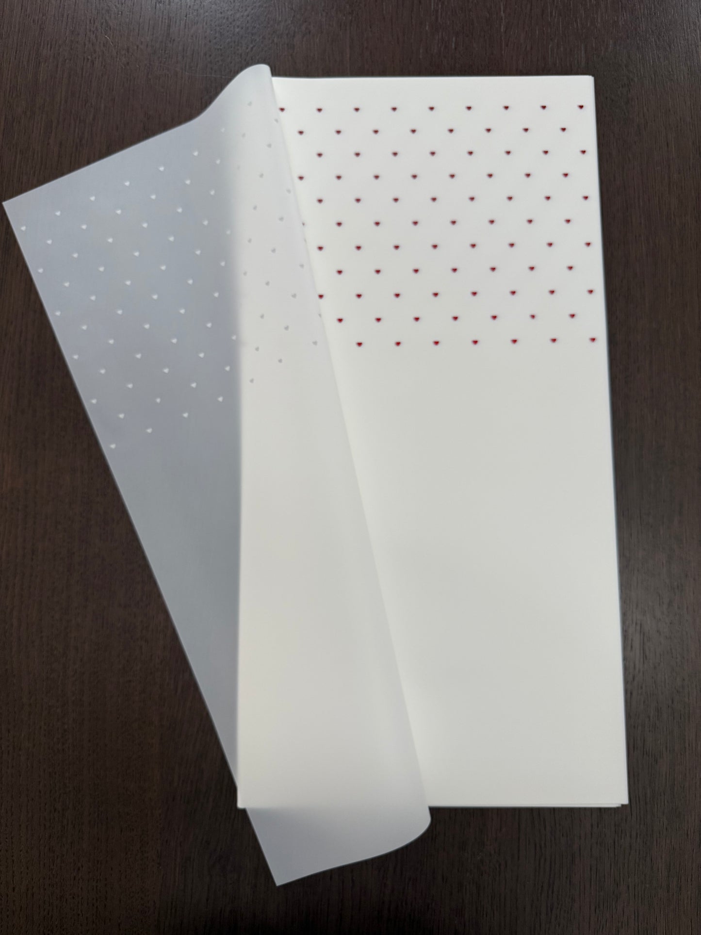 P.HXQ-003GD  Sheer White/Red  Mini Hearts Printed Wrapping Paper