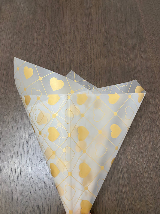 Gold Frosted Heart Print Wrapping Paper