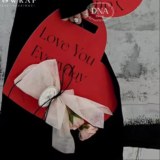 5pc Red Heart Flower Card Paper