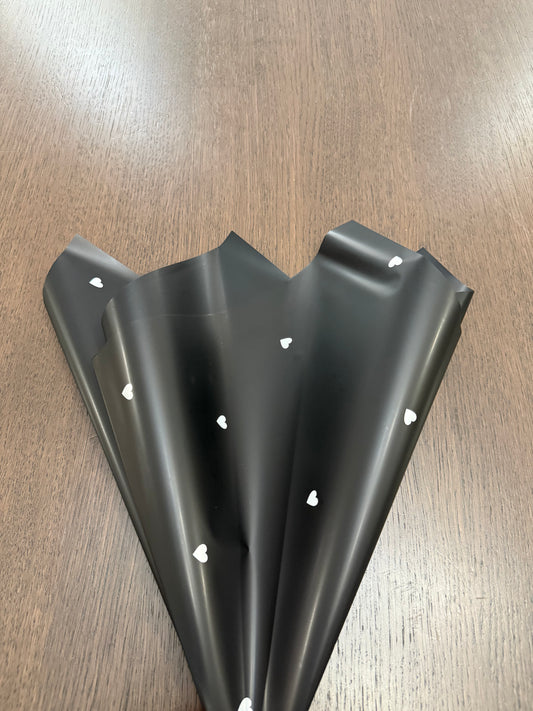 P.XXY-015 Black/White Mini Heart Printed Wrapping Paper