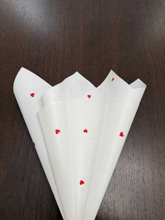 P.XXY-015 White/Red Mini Heart Printed Wrapping Paper