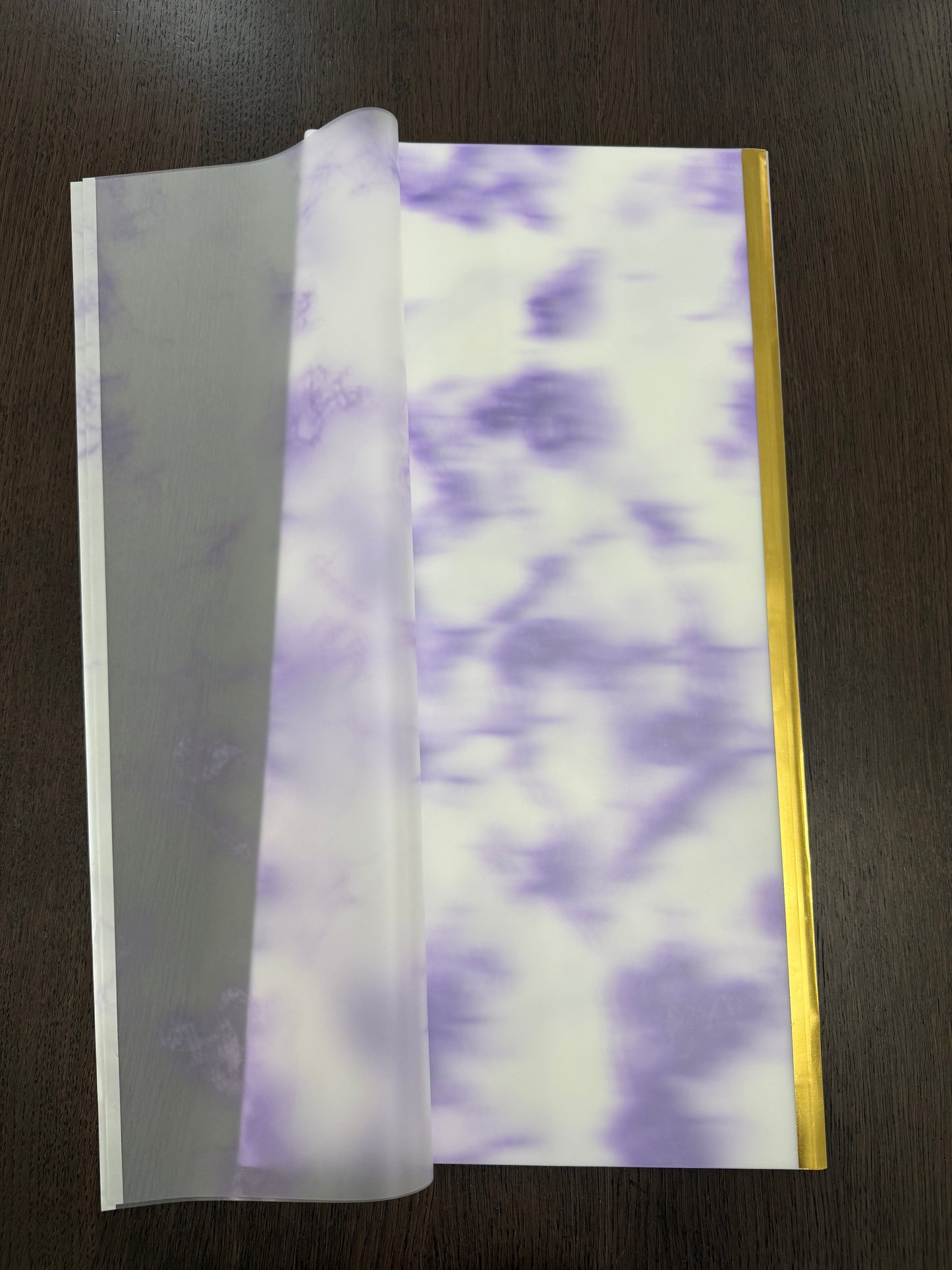 P.YCDLSTJ Lilac/Gold Semi-Transparent Marble Wrapping Paper